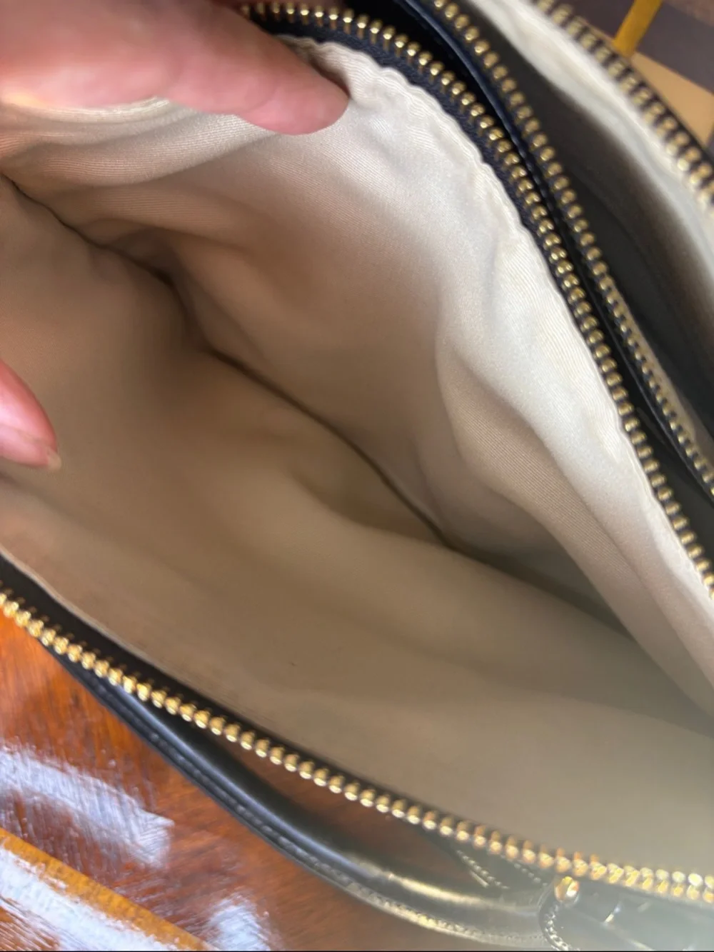 Ralph Lauren Black Patent Leather Tote Bag with Gold Hardware